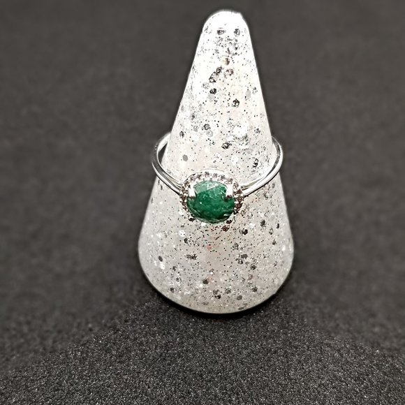 Sterling Silver Aventurine Ring Green Size 9 Ring Bomb Party - Picture 1 of 4